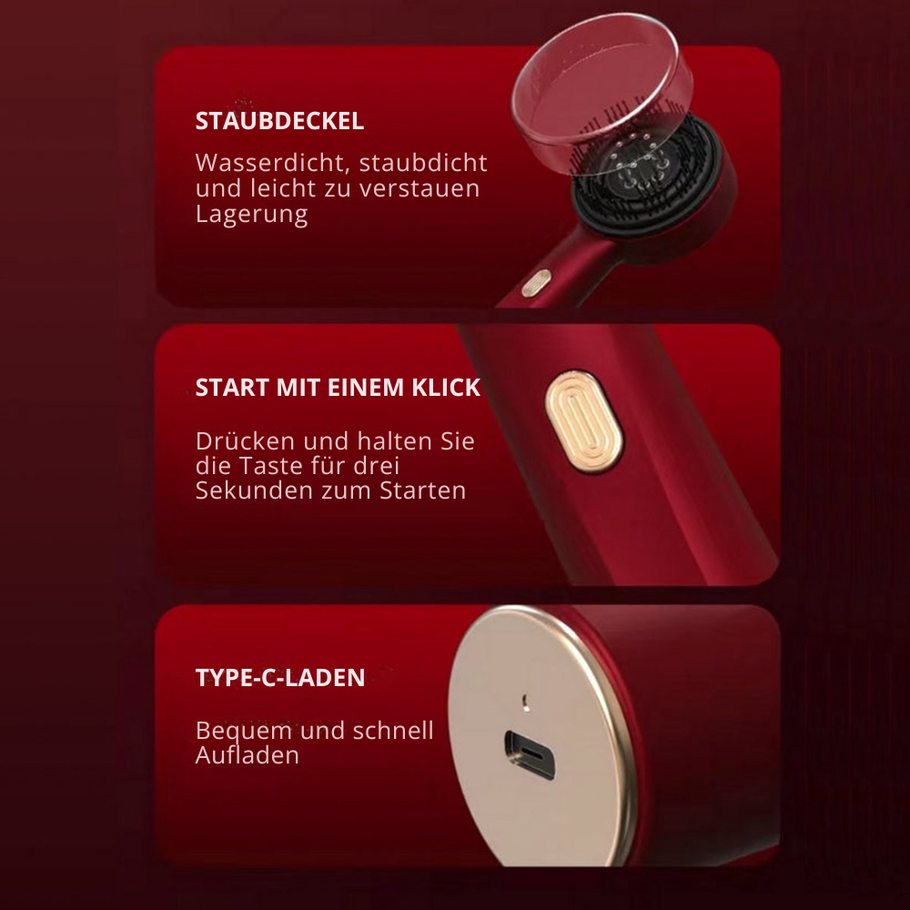 GlowBrush™ | 3-in-1-Kopfhautmassagegerät, Kamm und Pflege mit Rotlicht